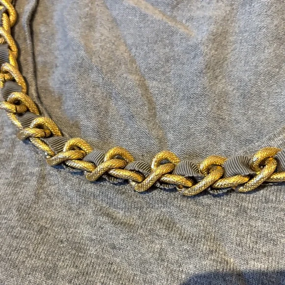 J. McLaughlin Gray Sweatshirt with Gold Chain Detail - Picture 2 of 4